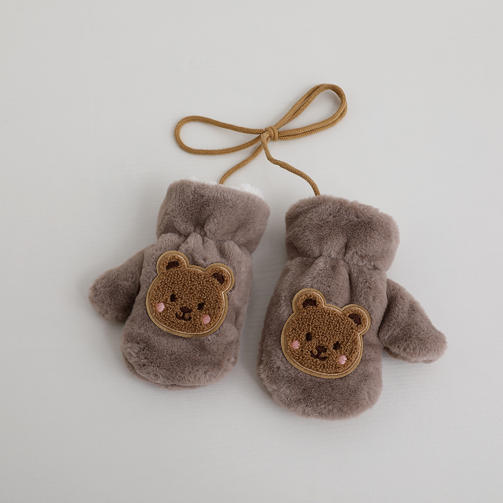 儿童男女宝宝幼儿园小朋友冬天可爱加绒加厚保暖连指手套2-3-4岁5