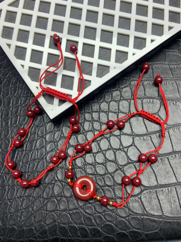 含辰砂工艺品紫金砂脚链满天星和平安扣