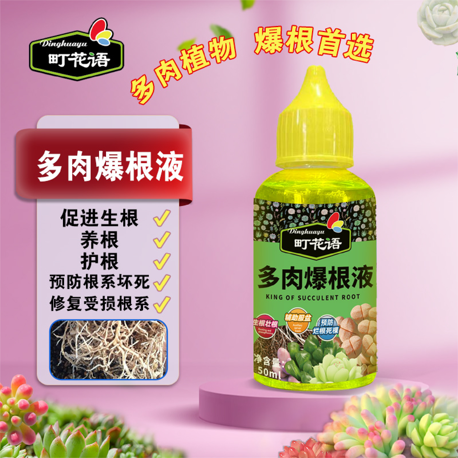 町花语多肉爆根液快速养根生根液生根剂多肉植物专用营养液