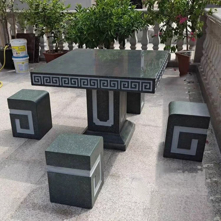 石雕石桌石凳简约多色天然石材耐用方形石桌加厚户外庭院石桌凳