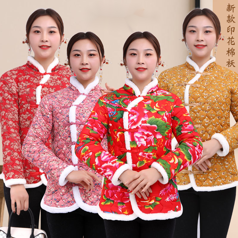 2023秋冬新款棉服上衣外套网红复古中国风显瘦大码棉袄女装妈妈装