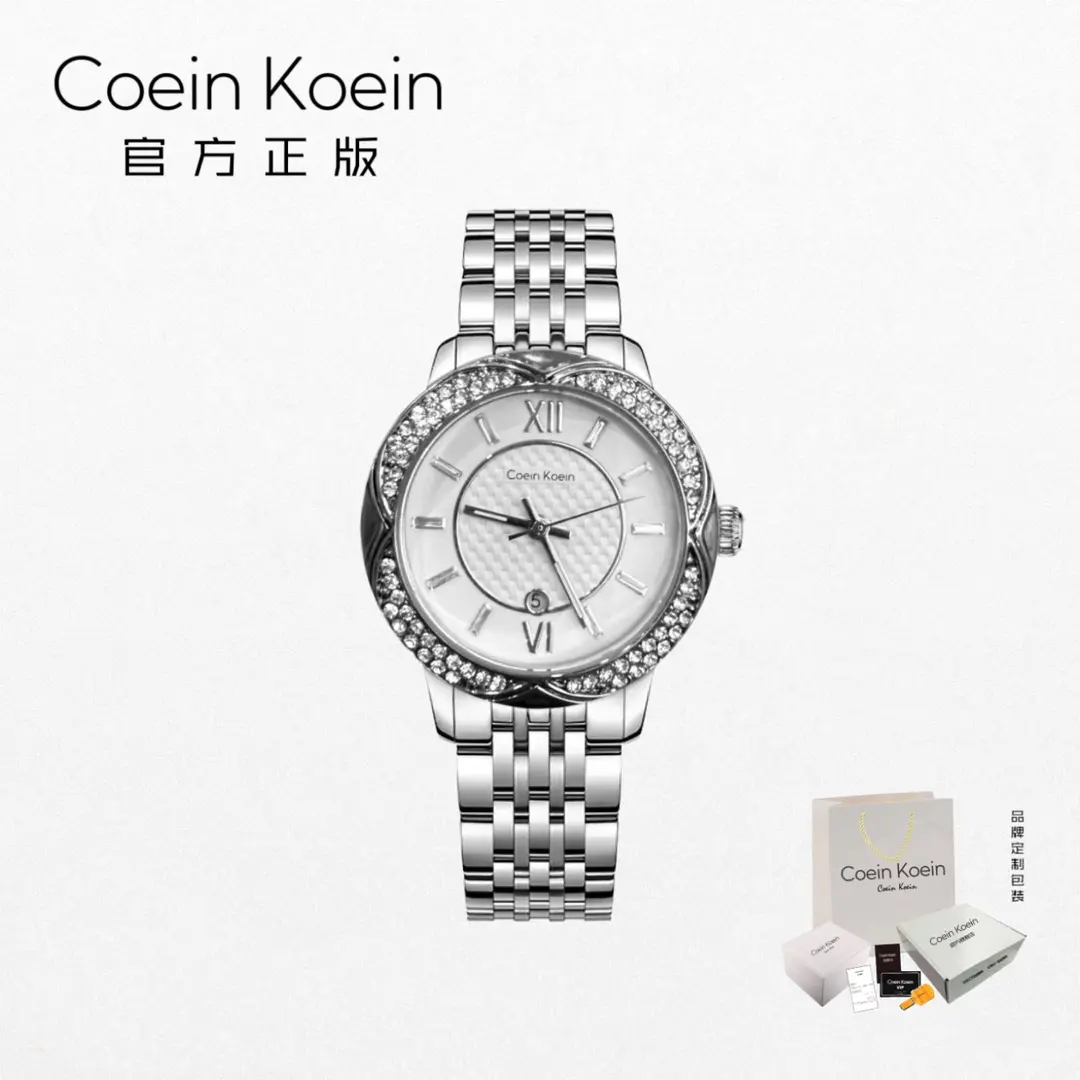 Coein Koein【官方正版】CK3388白苹果奢华百搭夜光手表女士腕表