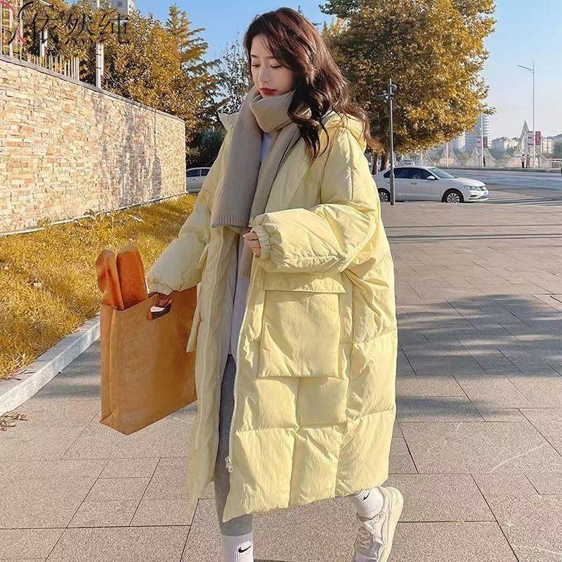 奶黄色羽绒羽绒服女长款过膝2023冬季新款加厚棉袄韩版宽/非半身