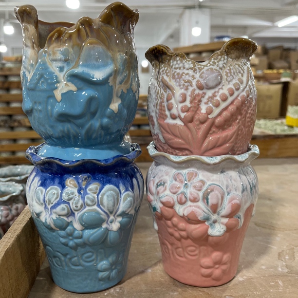 [注意尺寸1200】陶瓷老桩法师兰花盆到手四件套口10高12