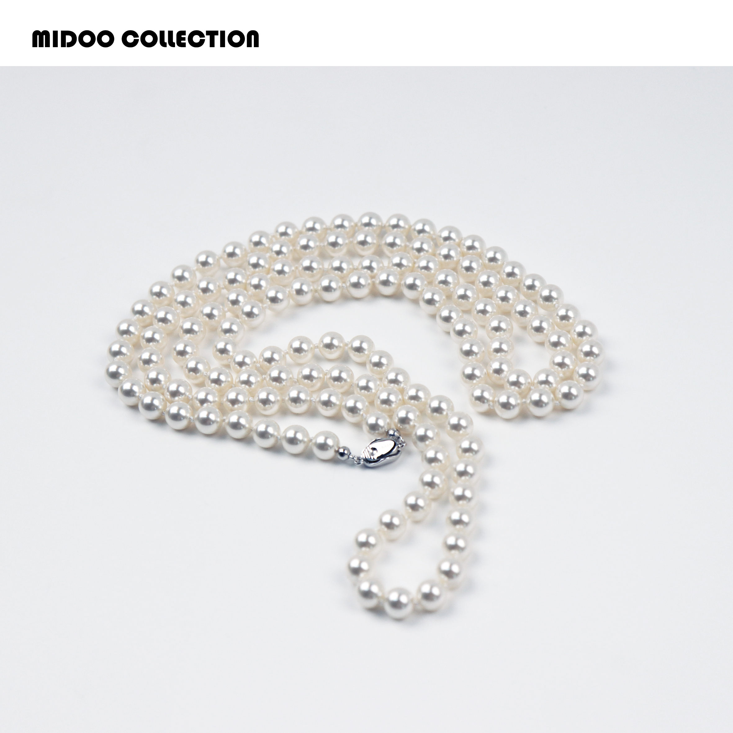 合金仿珍珠项链 MIDOO 复古长款白珠项链