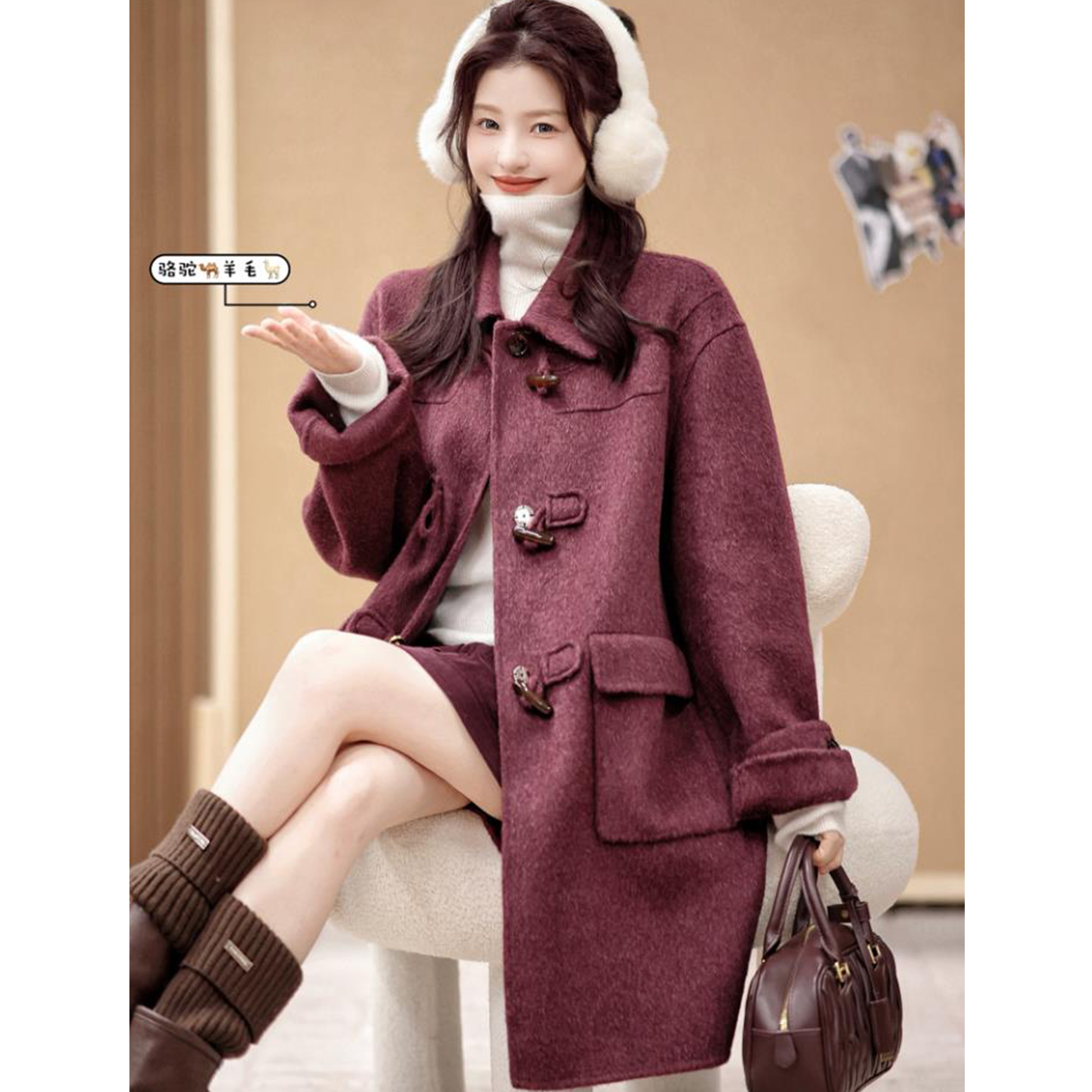 【赵大喜】现货！小魔女牛角扣大衣 | 加厚克重 双面尼