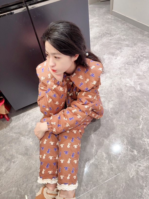 CBLM家300g新疆棉套装【咖色小兔】宽松显瘦家居服