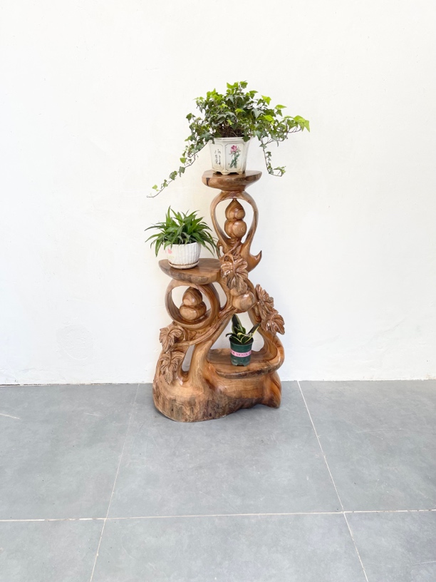 香樟木根雕花架客厅树根木雕摆件实木根雕花架天然原木底座多款