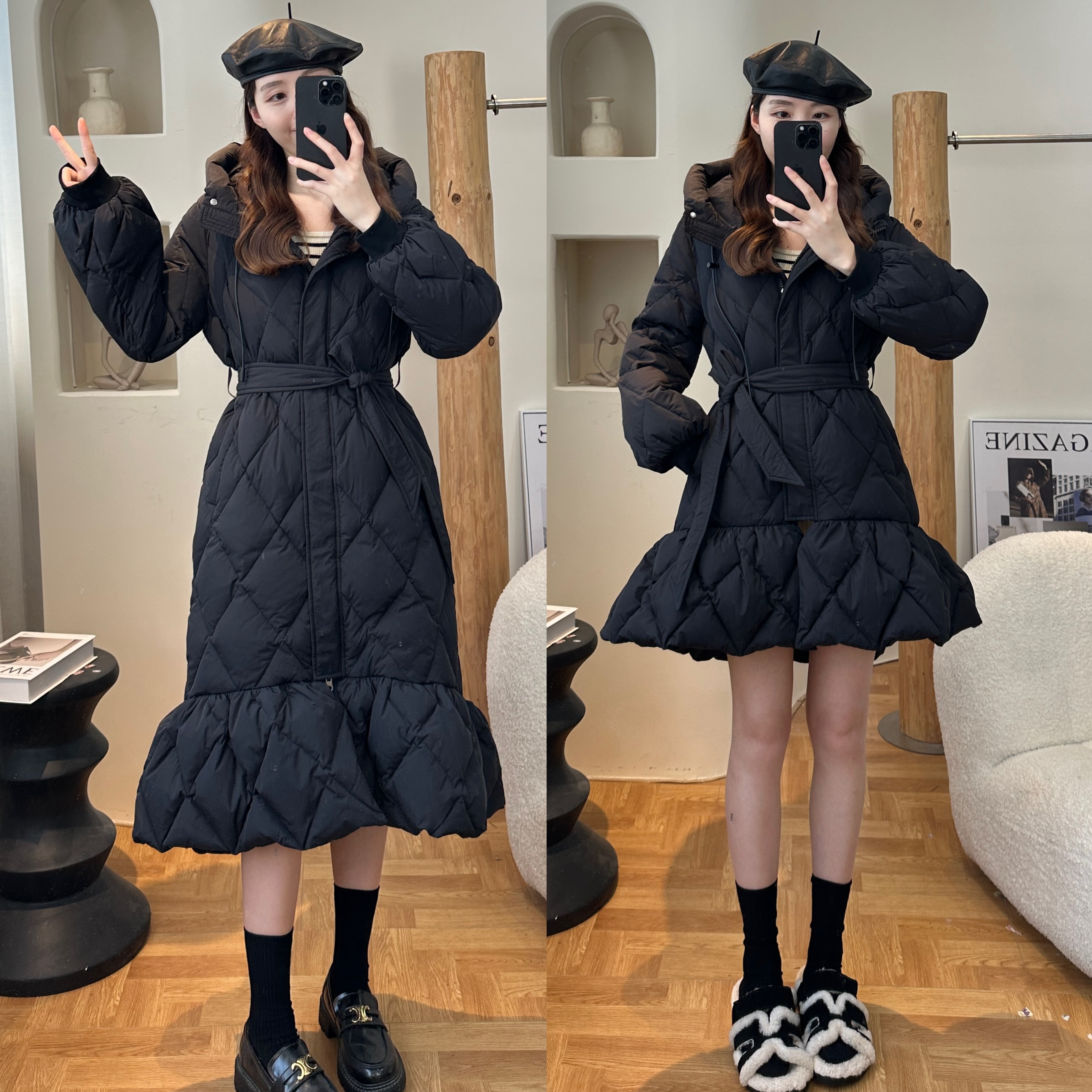 【美人鱼】90白鹅绒—鱼尾摆收腰显瘦中长款鹅绒服028