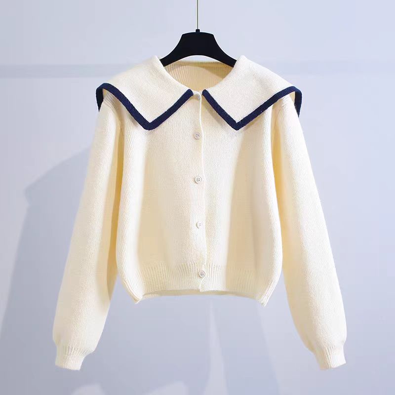 B201-B250针织开衫毛衣新款甜美翻领纯色