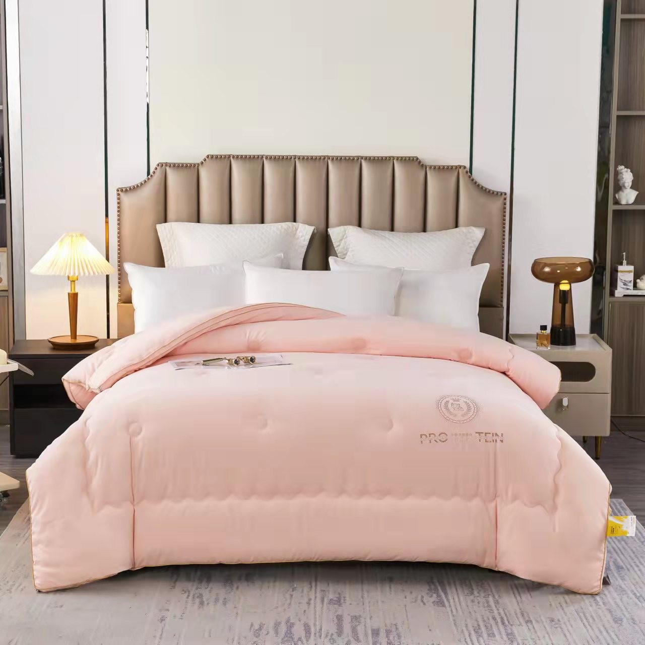 秋冬款珍珠棉牛奶蛋白超柔双人加厚保暖被春秋被大豆被