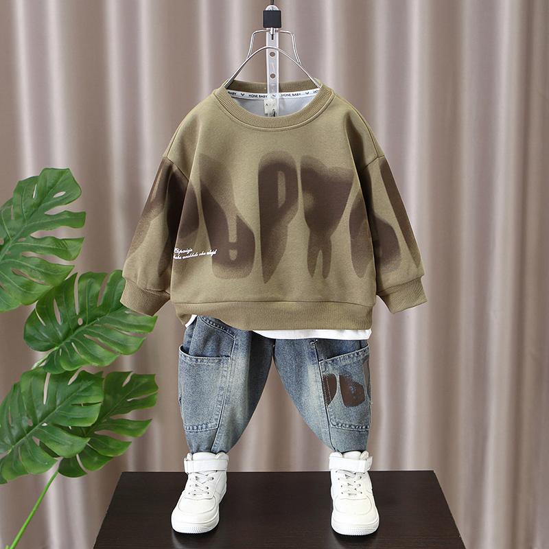 男童痞帅套装2025春秋新款儿童洋气男孩韩范小童时尚网红童装卫衣