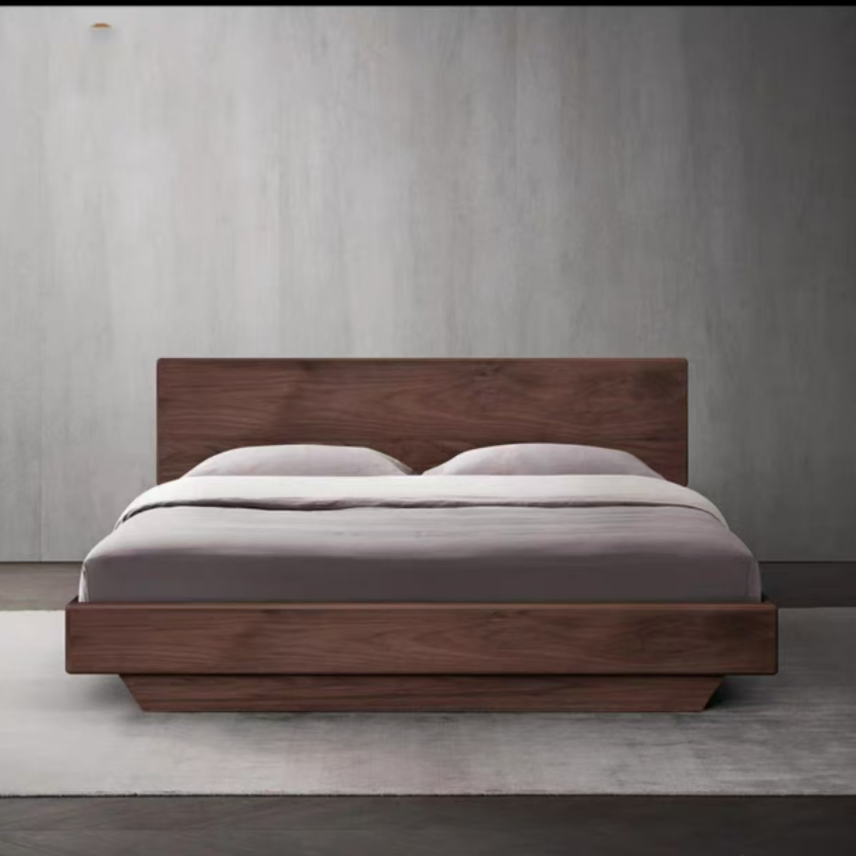 北美高箱黑胡桃悬浮床轻奢家用简约双人床北欧日式大床极简实木床