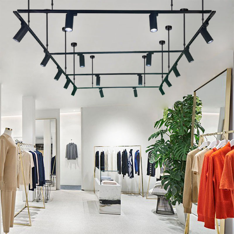 服装店射灯轨道吊杆射灯店铺商用婚纱美甲美发桥架轨道灯专用支架