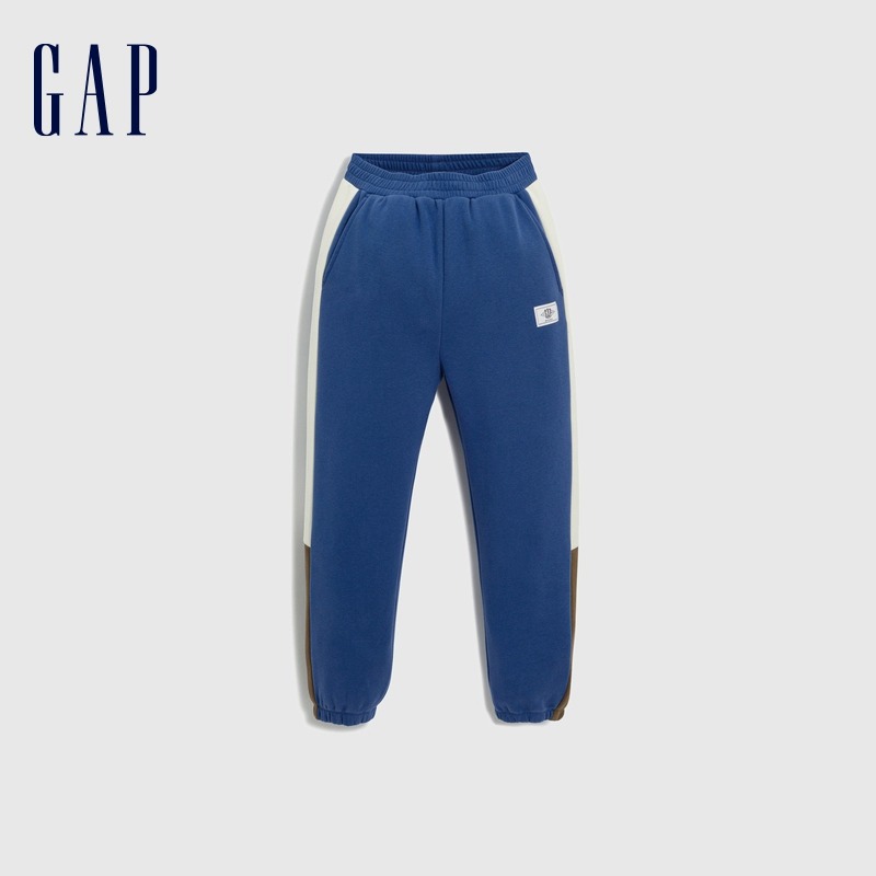 Gap男童冬季2023新款LOGO撞色宽松运动裤卫裤836740儿童装束脚裤