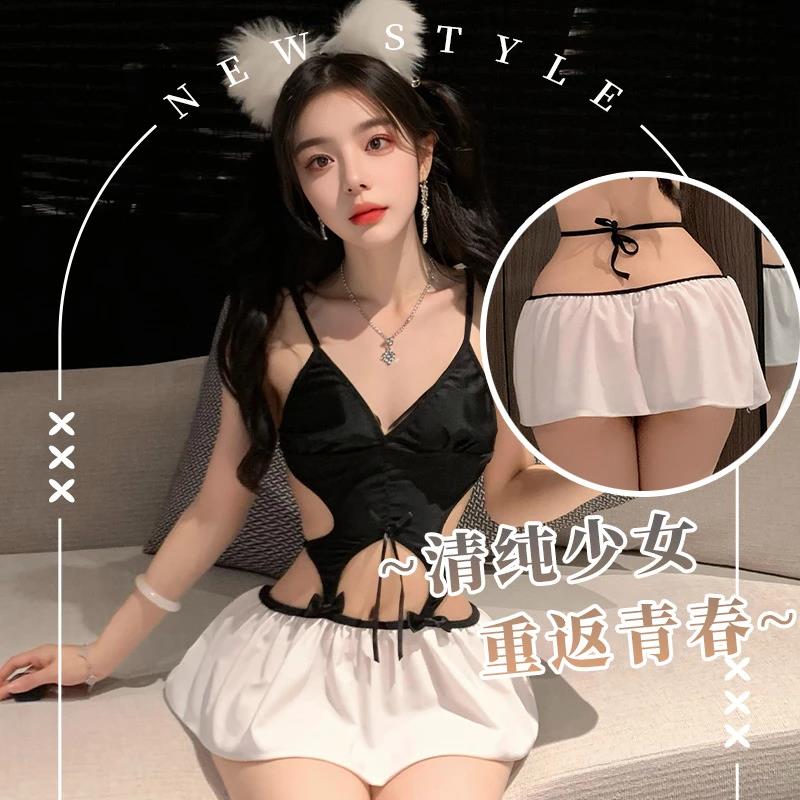 情侣性感内衣露脐吊带连衣美背家居服清纯学妹超短裙文胸诱惑制服