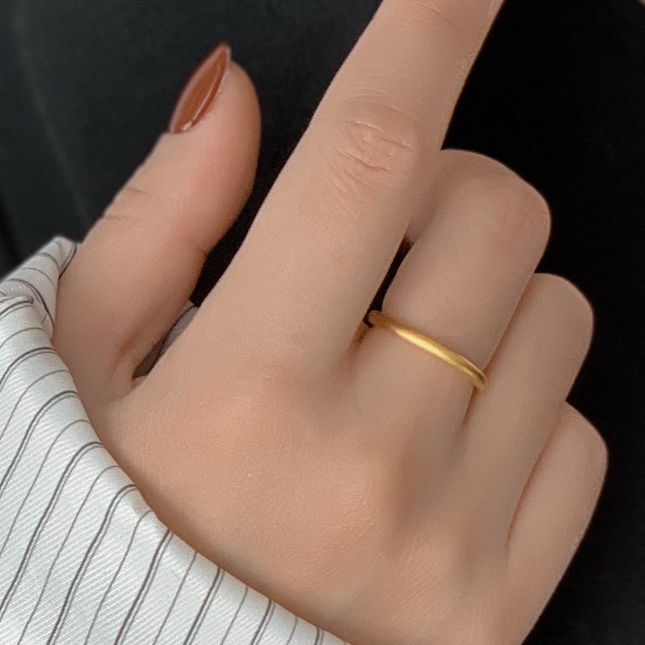DS【萃华金店】黄金 素圈戒指 古法哑光 时尚百搭 经典简约 情侣ins