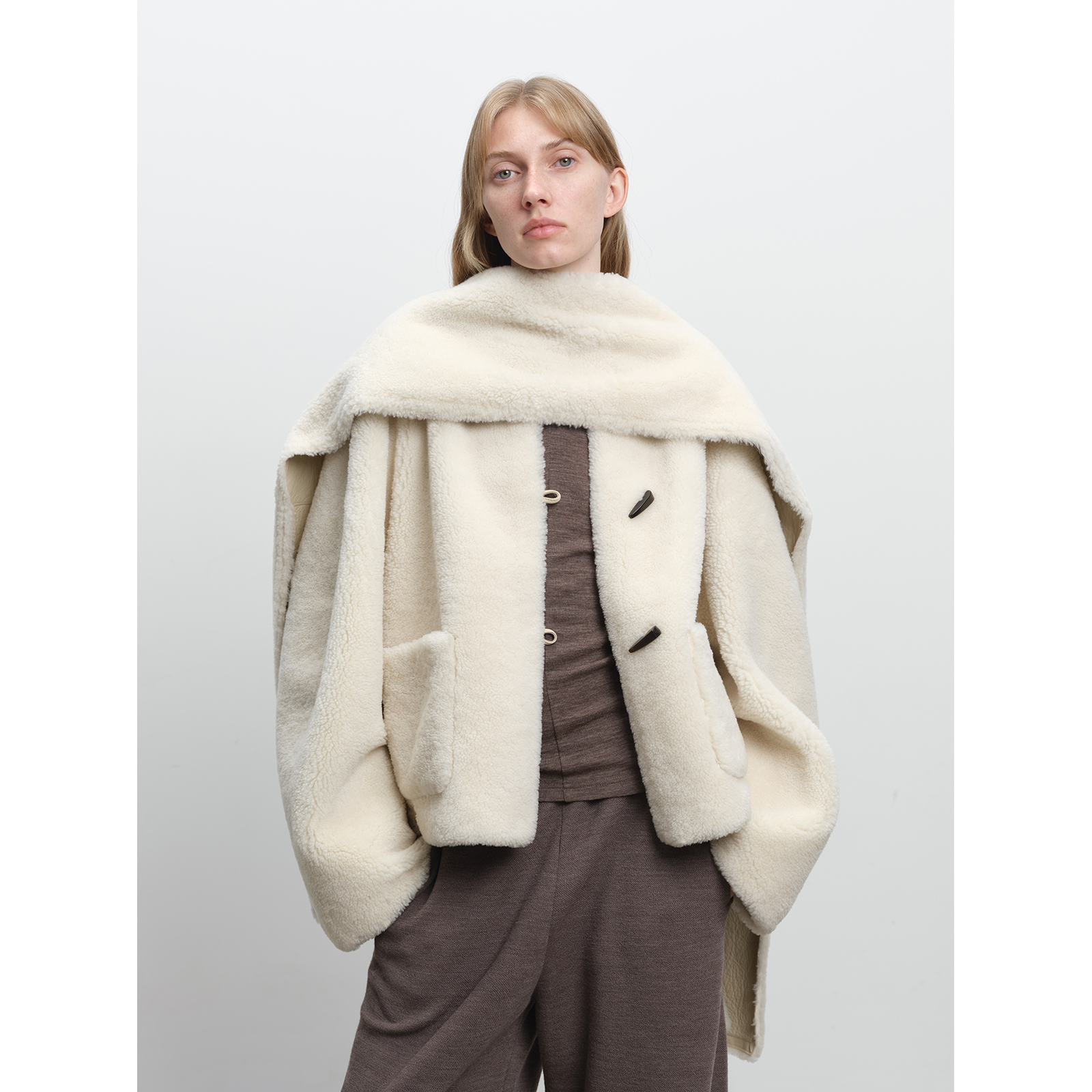 MSBEAST进口美利奴皮毛一体时髦弯袖皮草短外套/围巾丨温暖冬日