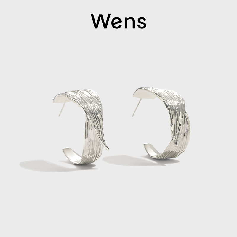 Wens/吻斯 铜合金耳饰 植物 细叶圈圈造型耳环百搭时尚小众高级感