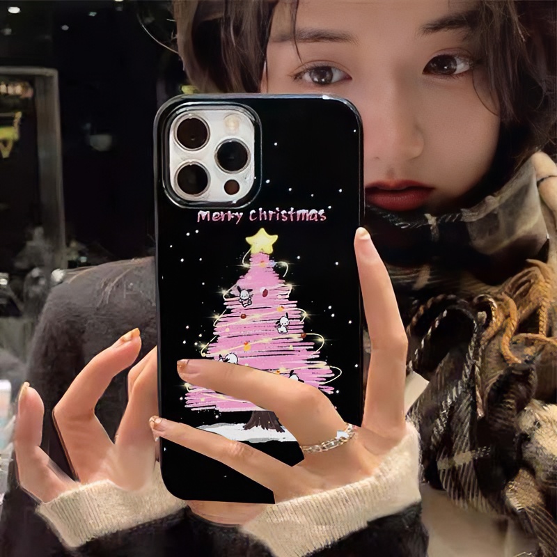 KEBENA冬季粉色圣诞树13苹果15手机壳iPhone14promax防摔12全包11
