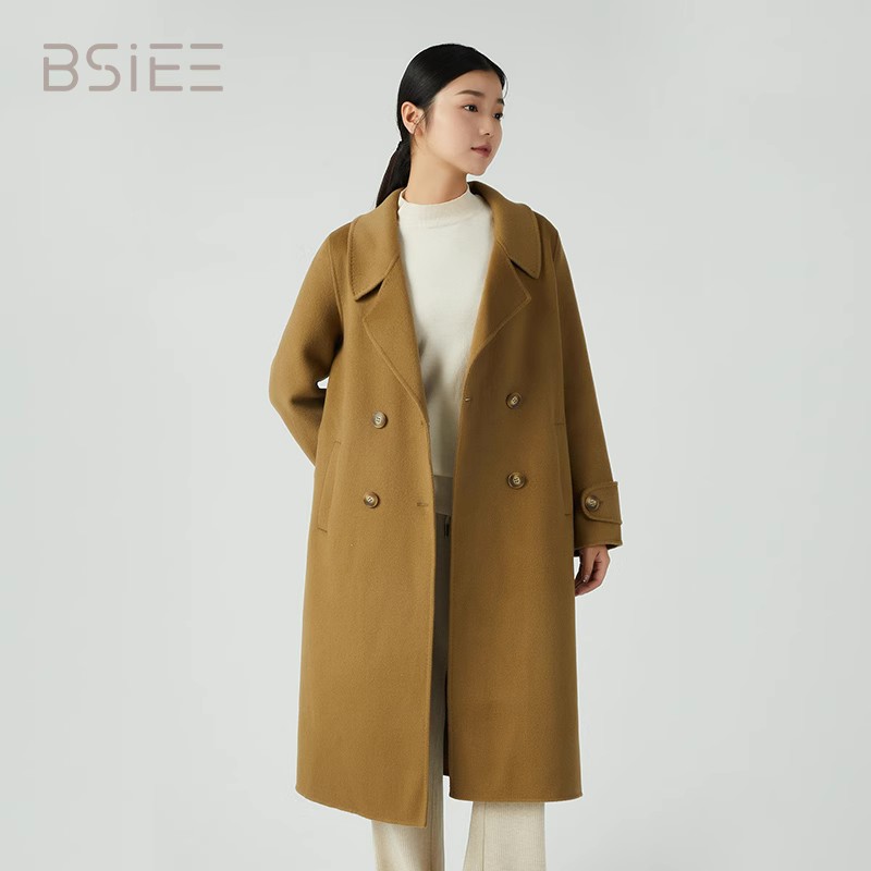 BSIEE/本涩后袢长款大衣森系复古秋冬热销气质韩版时尚新品外套女
