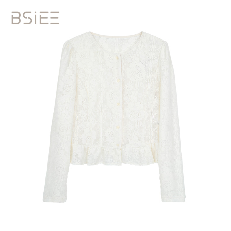 BSIEE本涩蕾丝木耳边小衫颜色尺码随机不可调换