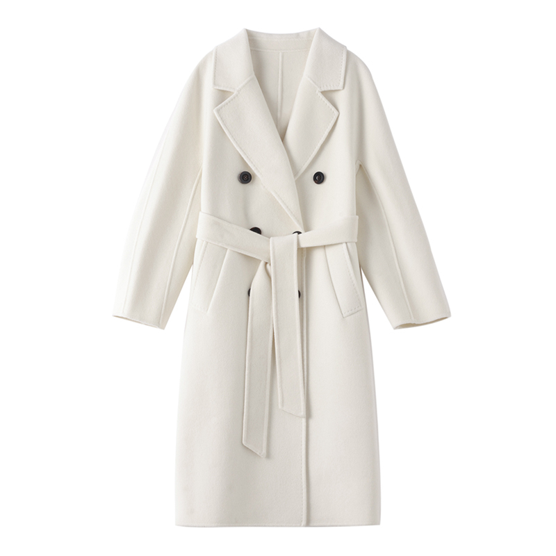 高品质秋冬女士100%山羊绒长款过膝羊绒大衣百搭气质韩版时尚外套