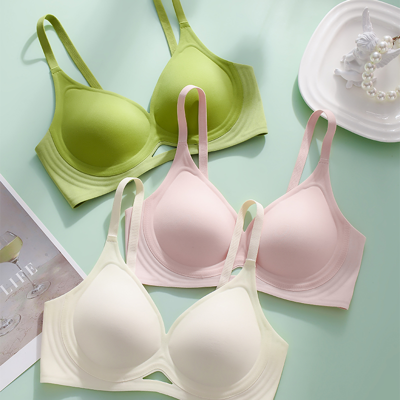 女士无钢圈内衣一片式冰丝无痕小胸聚拢薄款运动透气舒适少女胸罩