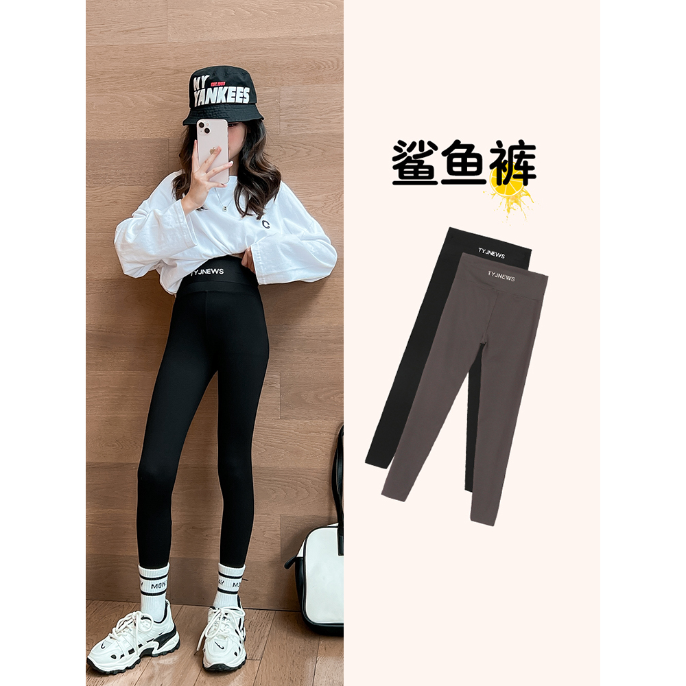 巴拉巴拉女童打底裤秋冬款加绒新款儿童冬季鲨鱼裤女大童加厚春秋