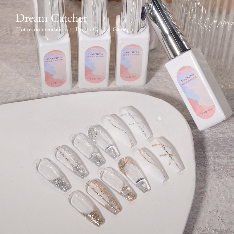 禾禾子-高密度拉线胶 【银+香槟金  12ml瓶装  自带勾边刷  甲油胶