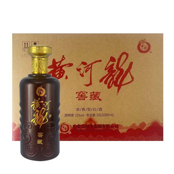 黄河龙窖藏浓香型高度纯粮固态发酵白酒送手提袋52度500mlx6