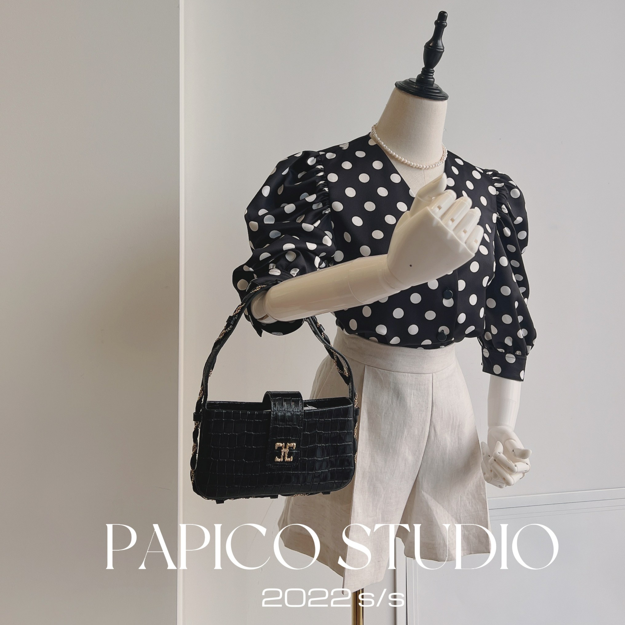 mojo波点复古韩版上衣