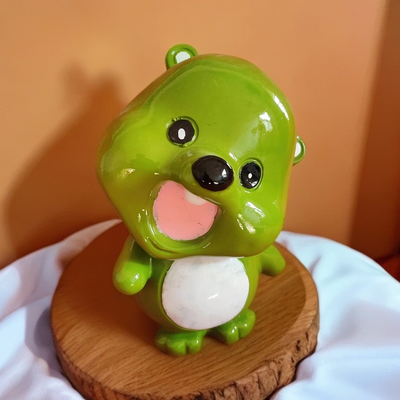 可爱绿色卡通摆件家居装饰儿童玩具玩具动物可爱公仔陶瓷小老虎