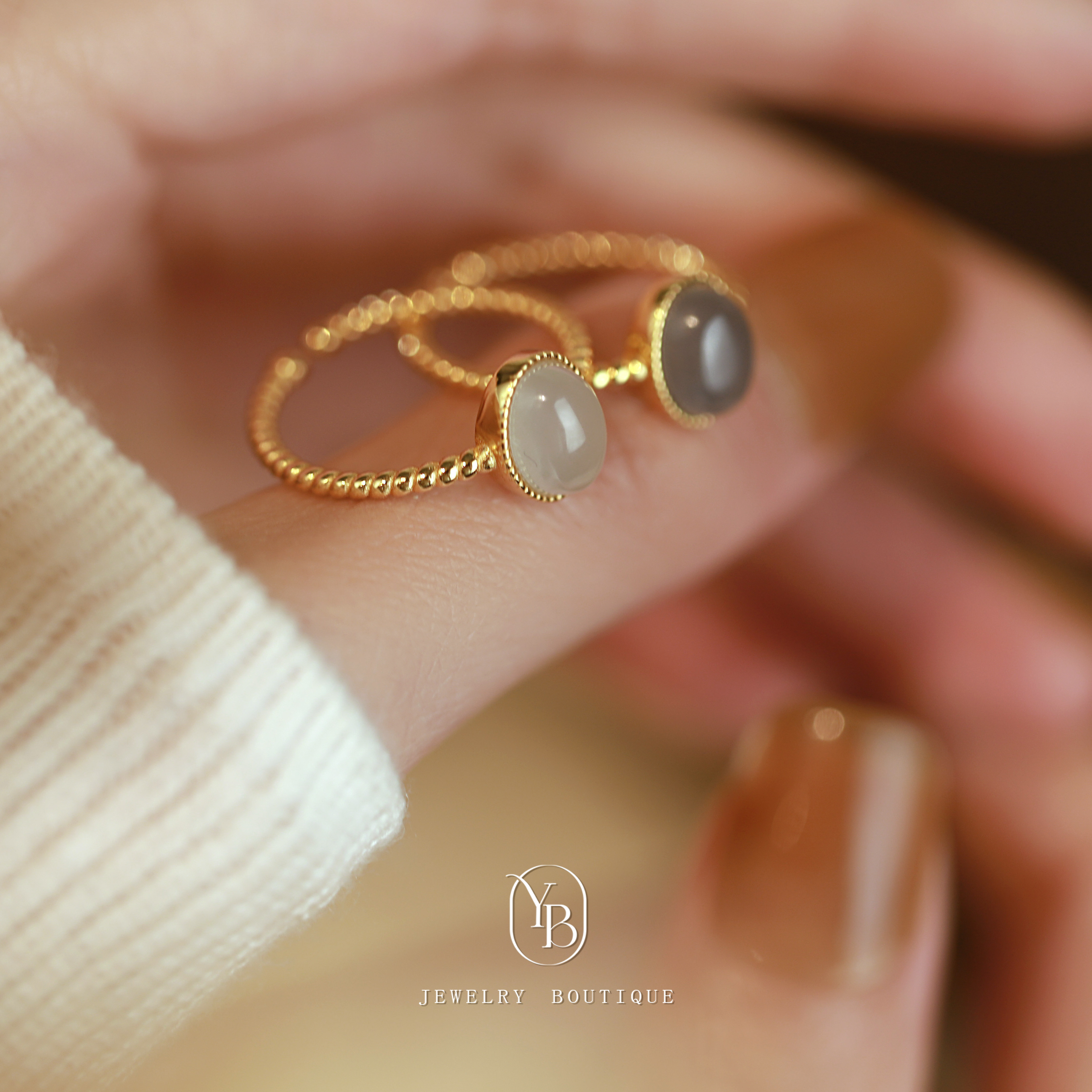 和田玉戒指女纯银气质轻奢小众复古简约精致时尚开口指环可调节