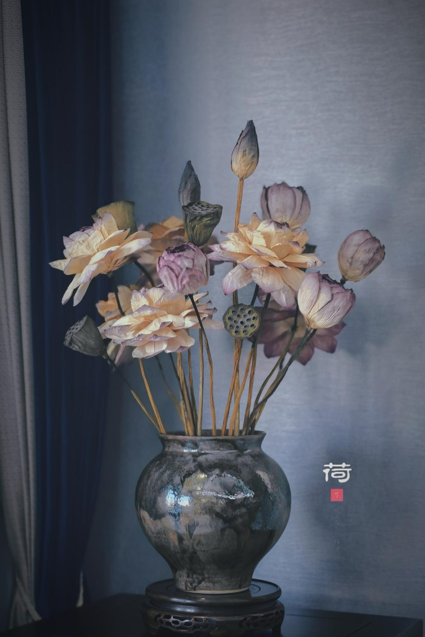 【拾花拾木】荷花新中式莲花荷花花束高级客厅干花云南鲜花