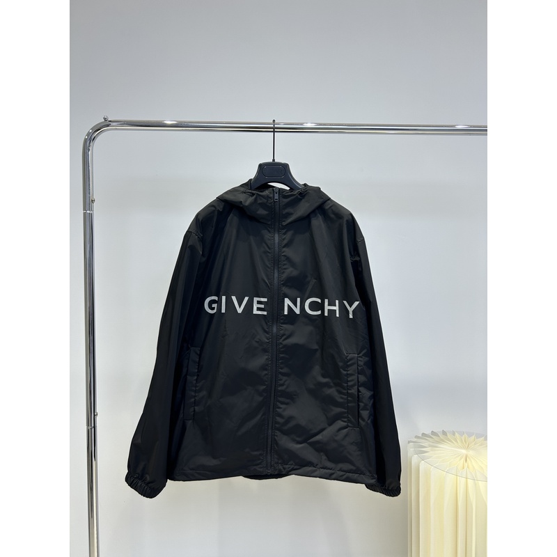 全新Givenchy纪梵希 大字母标语印花宽松连帽风衣外套 BM011313YT