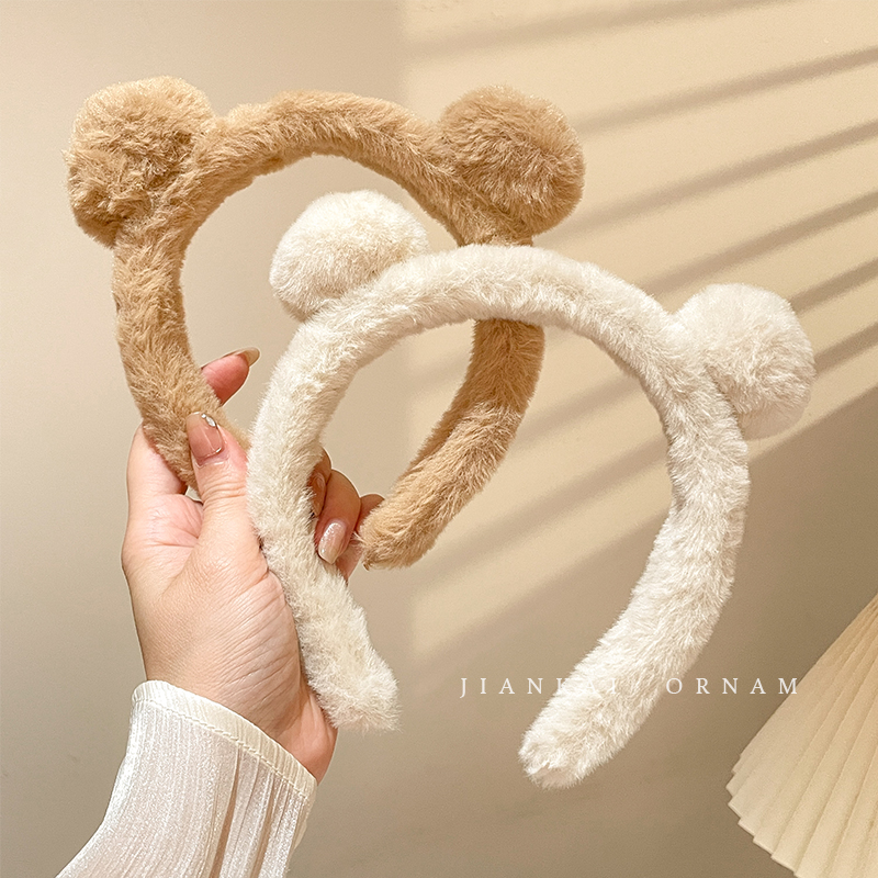 秋冬可爱毛绒小熊发箍洗脸敷面膜专用发箍发捆头饰发箍优品