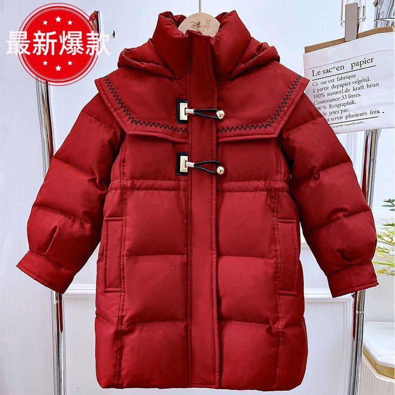 爆款女童棉衣2023冬季新款爆款中长款休闲棉袄小女孩网红棉服