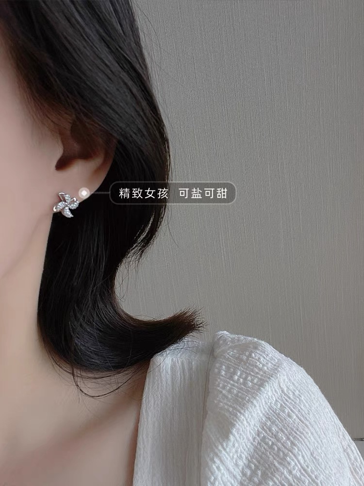 铜合金耳饰 925银针 1070「小风车」小众ins可旋转小风车耳饰