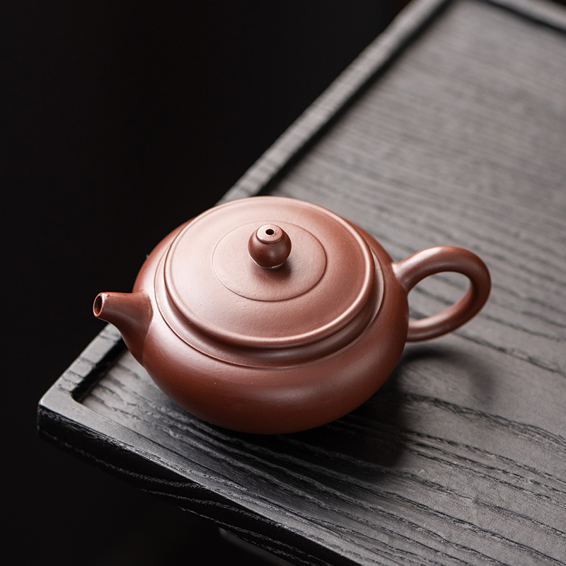 原矿老紫泥线鼓壶半手工家用茶壶小容量中式煮茶壶