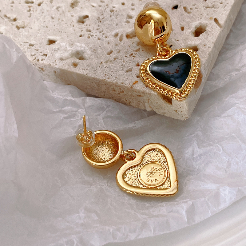 铜合金耳饰 耳钉轻奢复古欧美简约金色中古