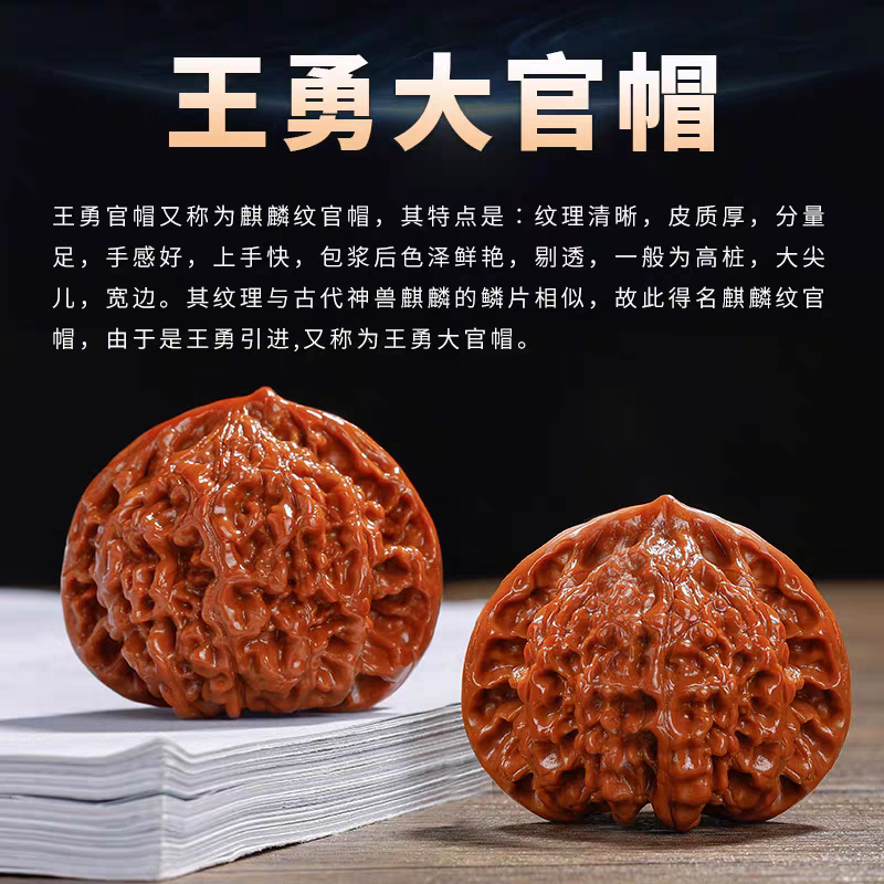 43尺精品麒麟纹官帽文玩核桃浮力