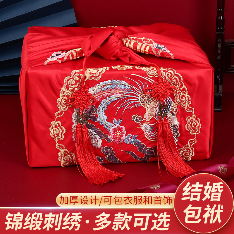 结婚包袱皮女方娘家嫁妆红布新娘陪嫁套装喜盆包裹布婚庆用品大全