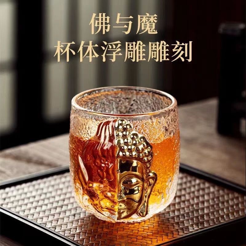 【一念杯】水晶玻璃建盏茶杯主人杯单杯禅意杯琉璃功夫茶水佛头茶杯