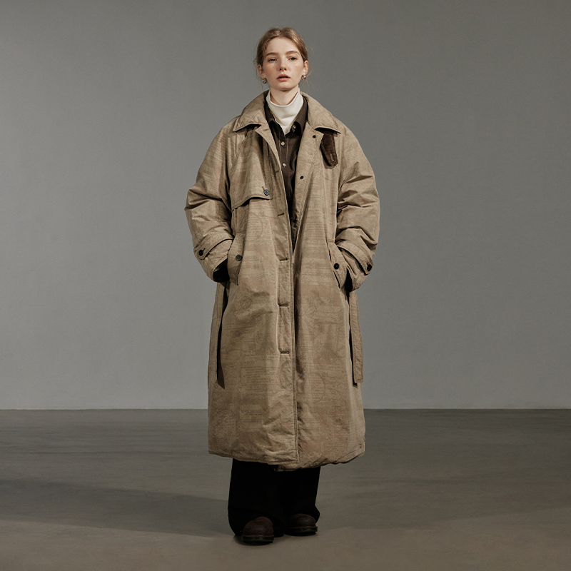 半圆原创设计2025冬季新款风衣式羽绒服Z23405014