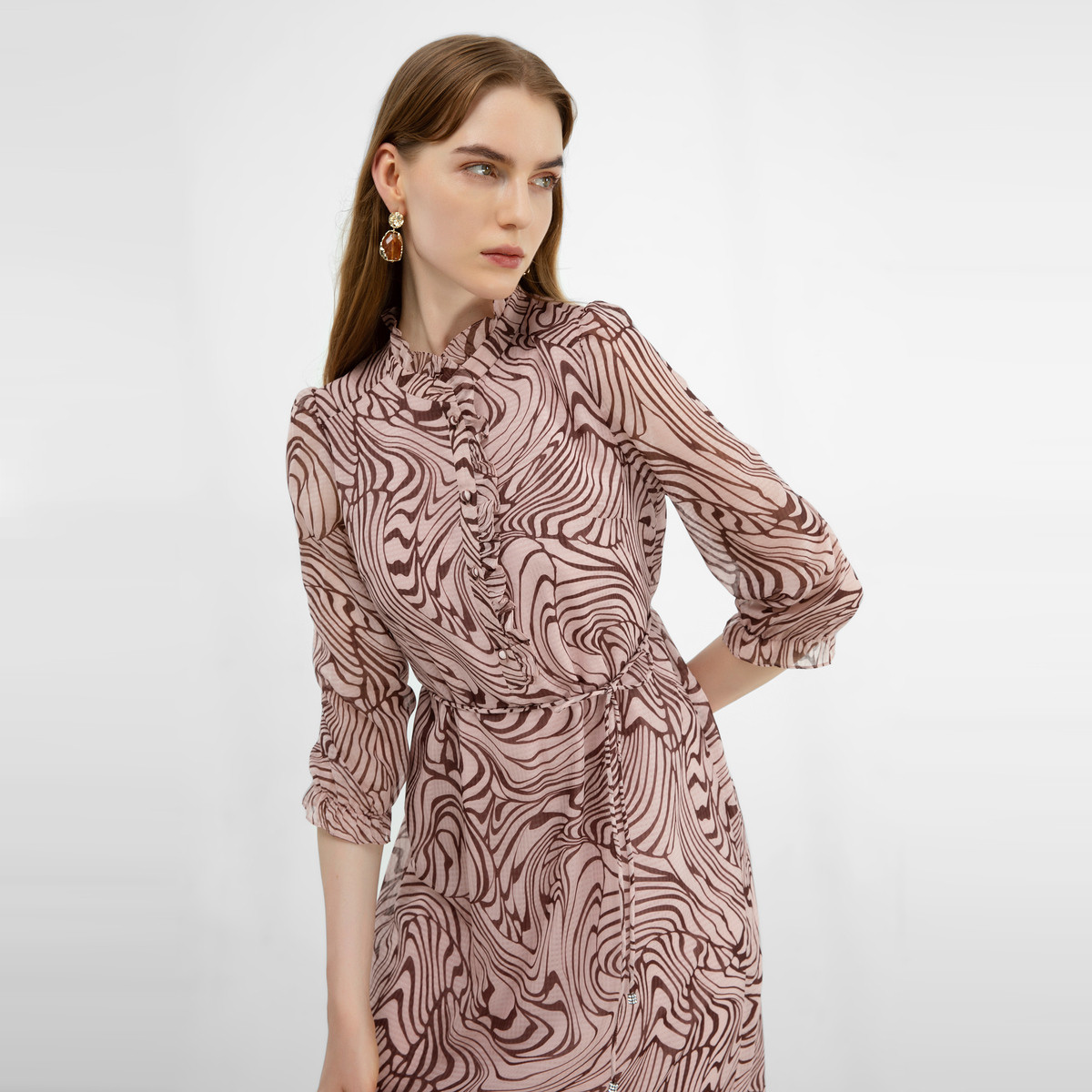 【粉丝专享】BuouBuou雪纺法式5分袖优雅连衣裙子连衣裙女BI3G192