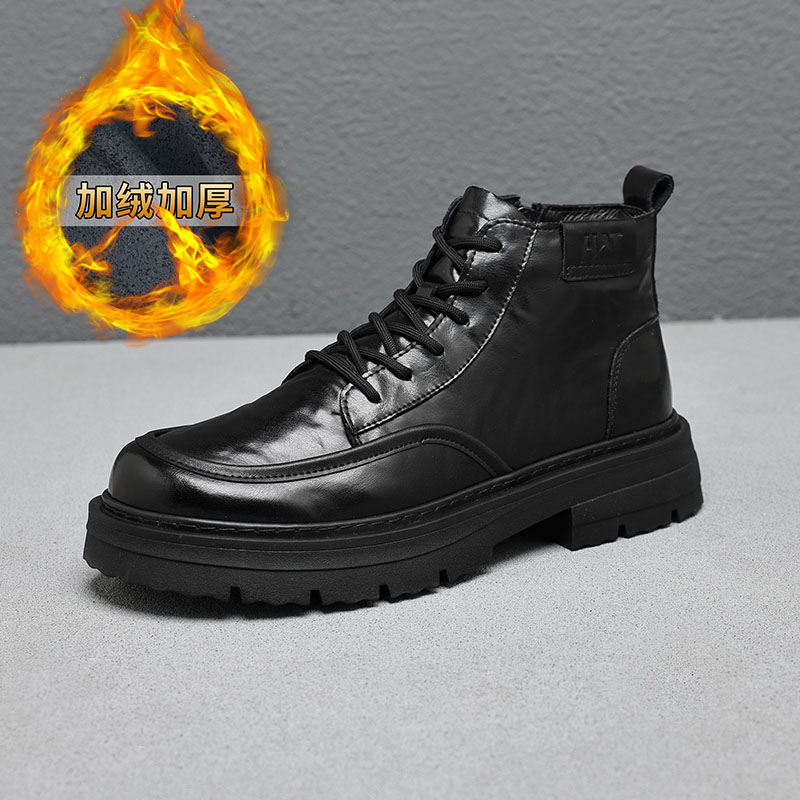 【加绒加厚】牛皮新款韩版欧货高级感高腰男鞋帅气潮流时尚6355-1