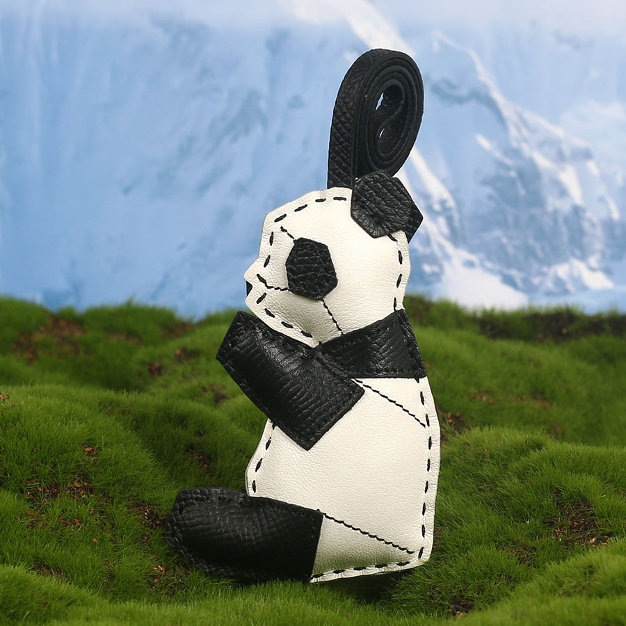 小熊猫挂件手工包包挂饰女真皮汽车后视镜吊饰男生日礼物