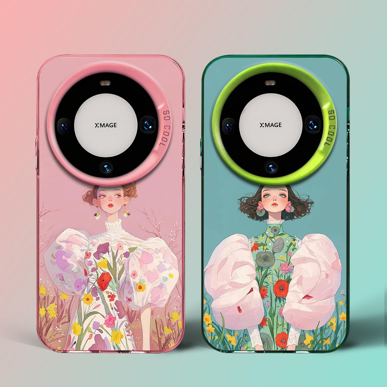 适用插画女生个性华为mate60pro高级感p50荣耀100情侣nova1手机壳