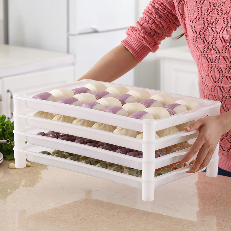 加厚不粘饺子盘水饺托盘冰柜保鲜水饺盒包子馒头收纳盒塑料